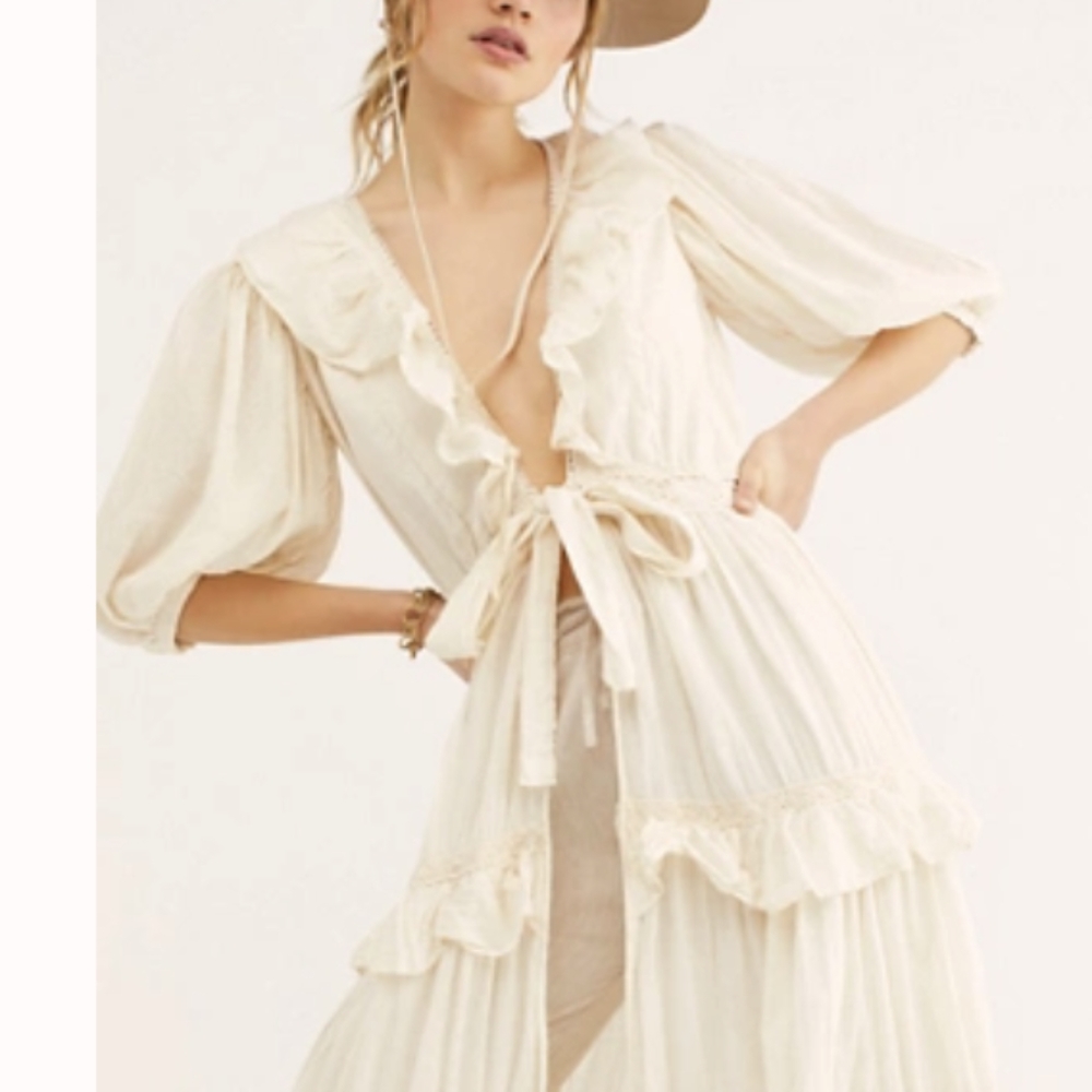 Jen' Pirate Booty Maxi Robe Dress Ivory / Small - Brand New